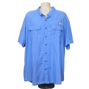 Magellan Outdoors Fish Gear Shirt 3XL Blue Vented Relaxed Short Sleeves Nylon